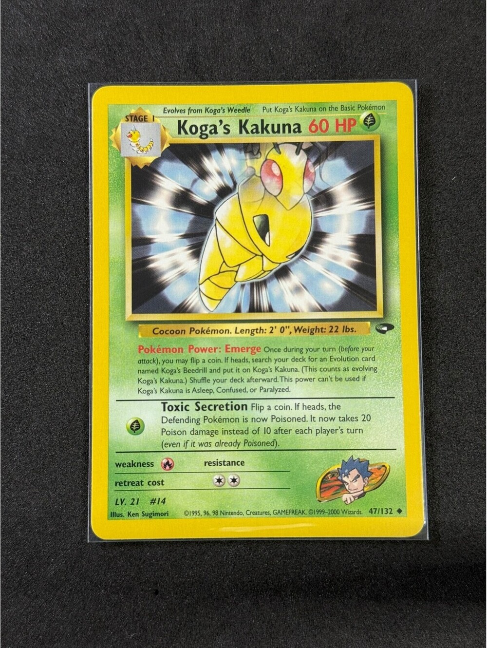 Koga's Kakuna 60 HP Pokemon Card - Vintage 1999